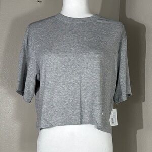 Gray Boxy Crop Short Sleeve Tee